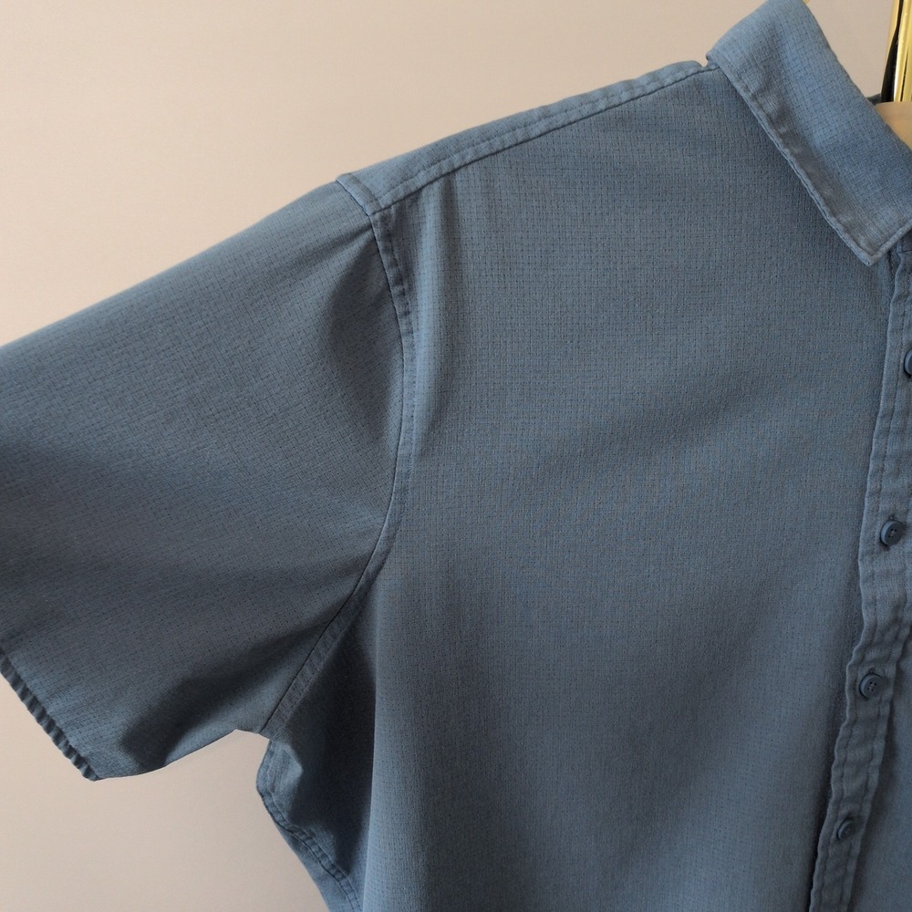 Apt 9 Performance Button Down Men XLT Blue Premier Flex Tech Mesh Short Sleeve - Picture 2 of 8